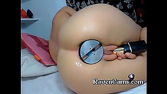 Aroused Webcam Model Inserts A Massive Anal Toy Into Her Snug, Soft Rear End