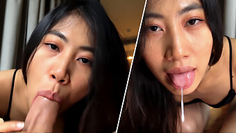 Pov Handjob และ Cum Swallowing Session ของคู่รัก Interracial